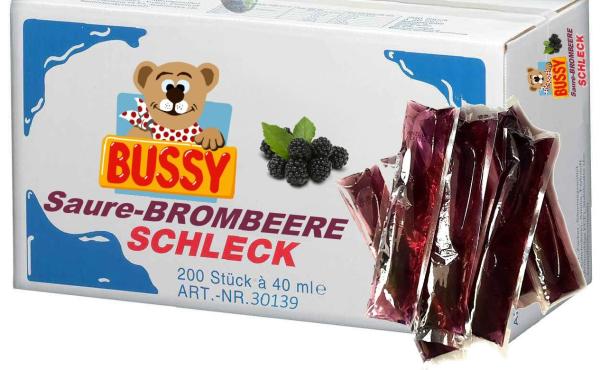 Bussy Wassereis Brombeere Sauer 1 Karton = 200 Stück x 40ml 